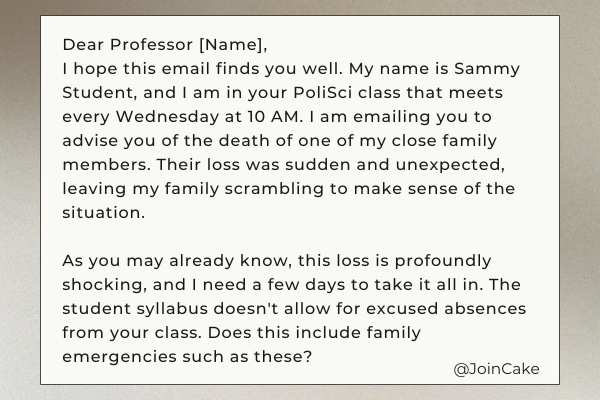 Example Emails to Send to a Professor About a death in the Family